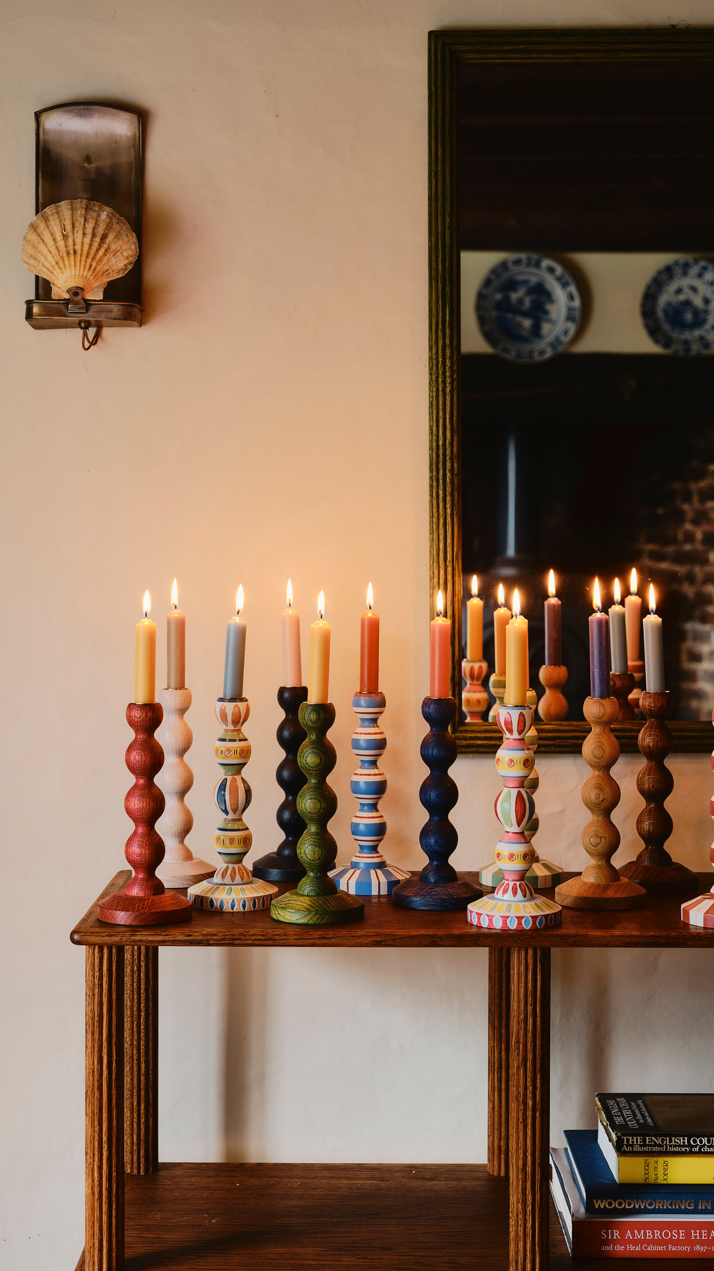 Bobbin Candlestick ~ Blue Oak