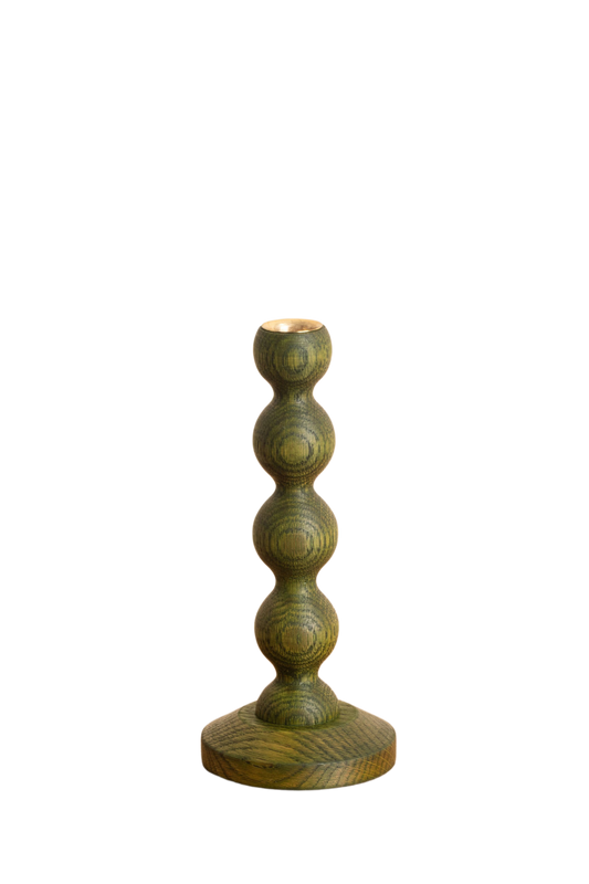 Bobbin Candlestick ~ Green Oak