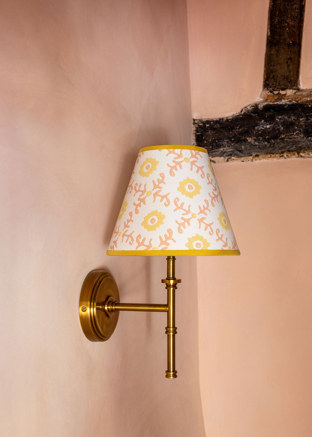 Folk Flower Lampshade ~ Yellow / Terracotta