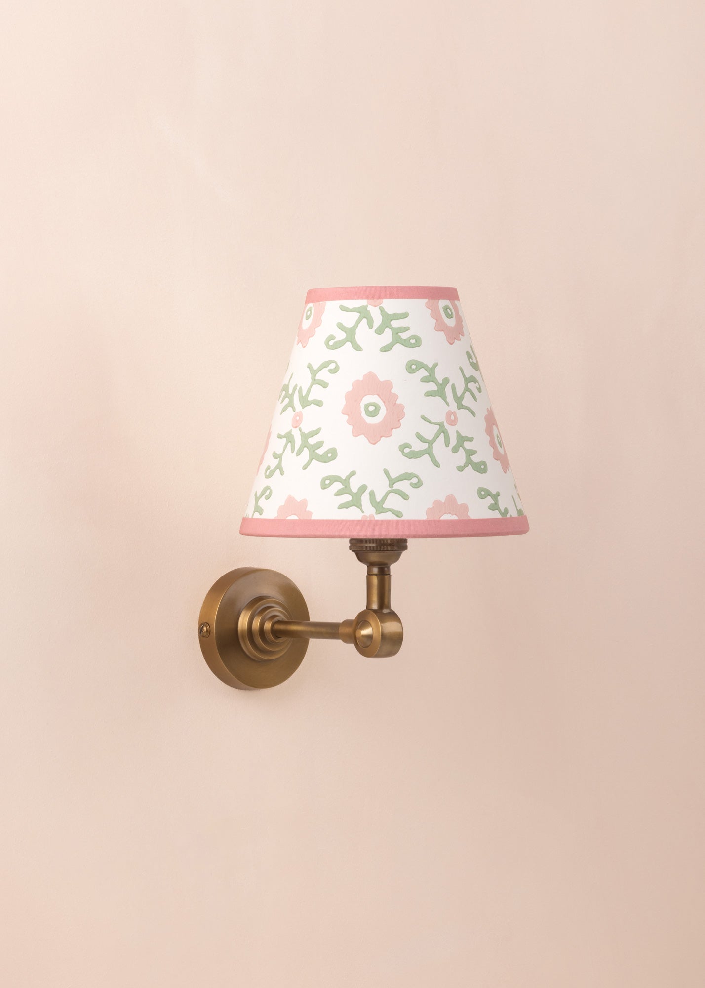 Folk Flower Mini Lampshade ~ Pink / Green