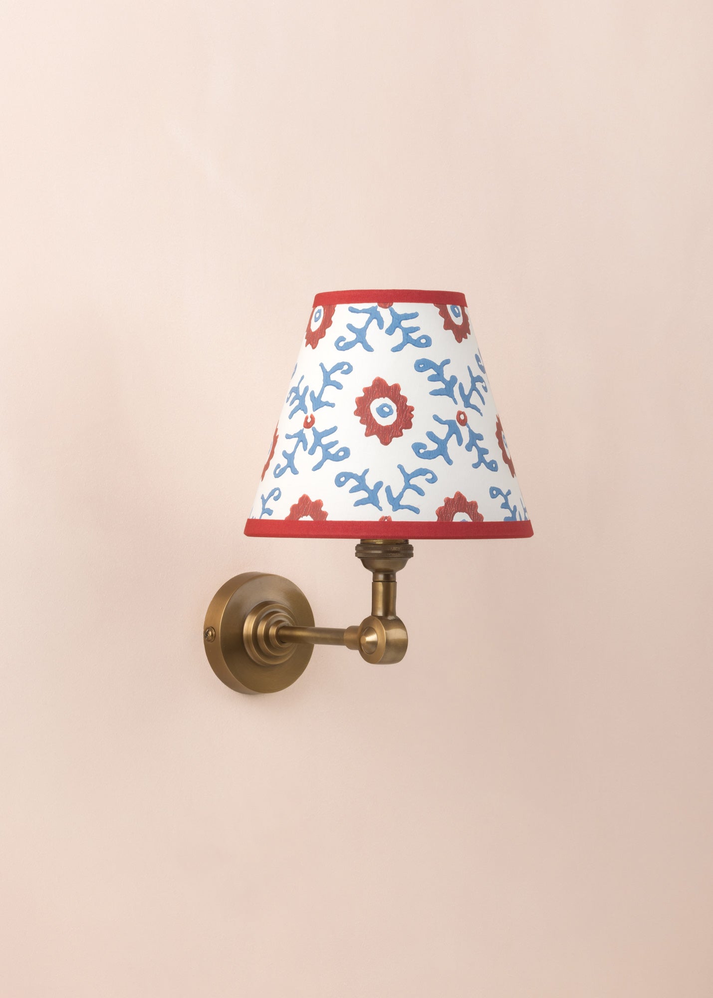 Folk Flower Mini Lampshade ~ Red / Blue