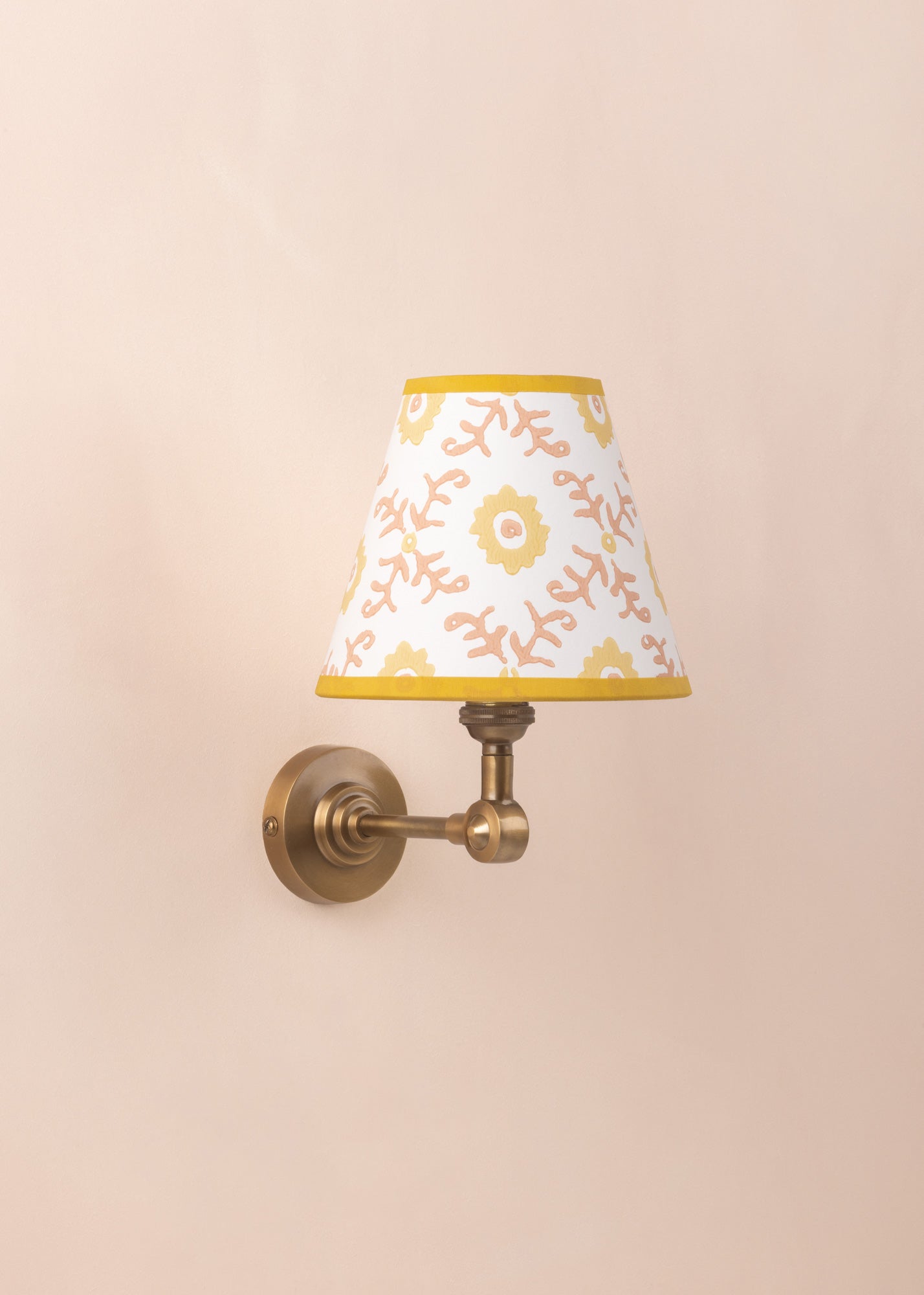 Folk Flower Mini Lampshade ~ Yellow / Terracotta