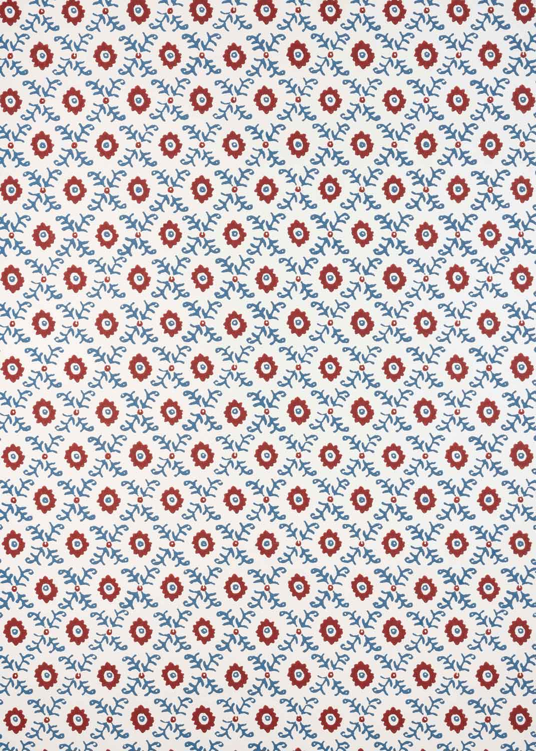 Folk Flower Wallpaper ~ Red / Blue