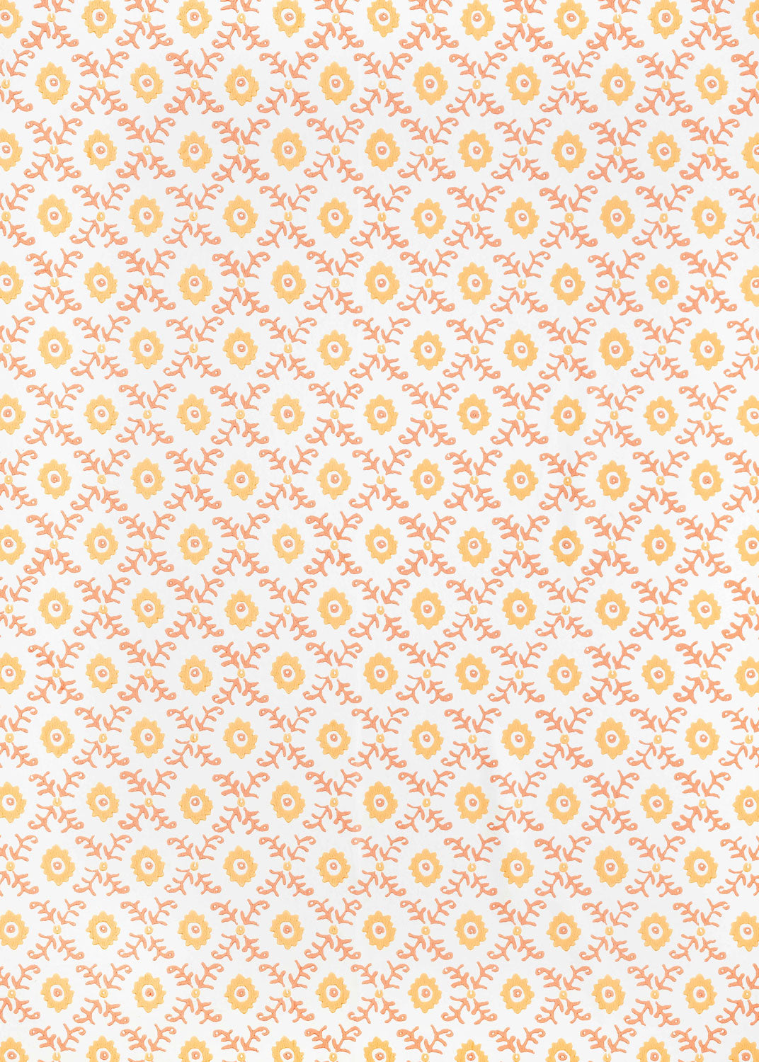 Folk Flower Wallpaper ~ Yellow / Terracotta